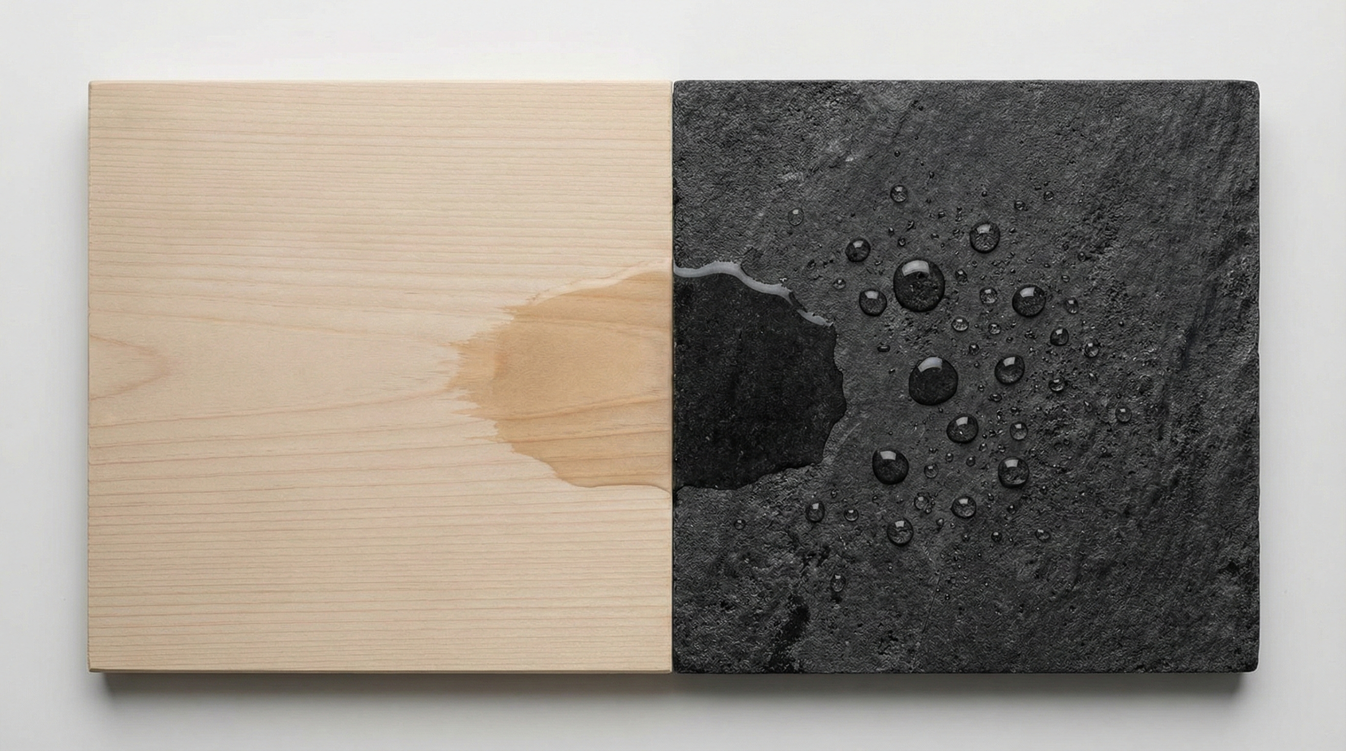 Texture contrast between wood and stone