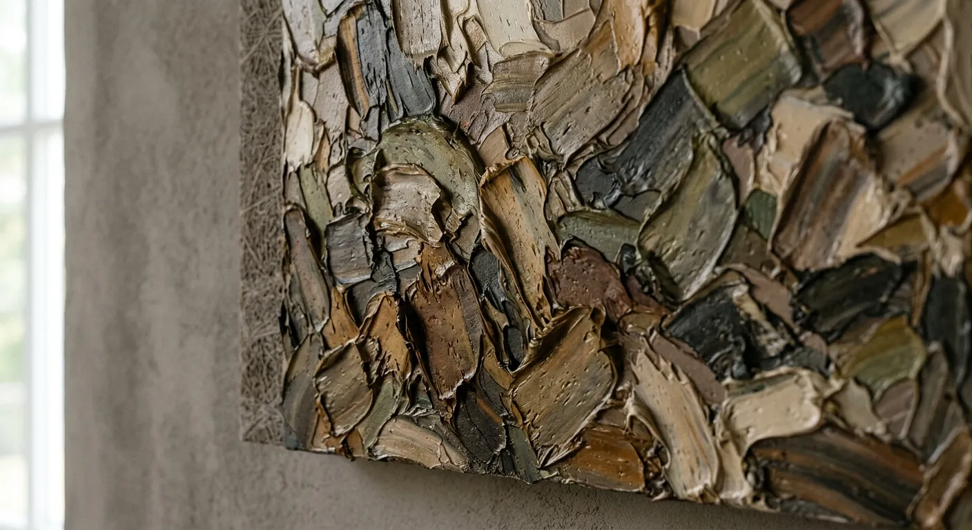 Thick impasto oil painting used as an acoustic panel