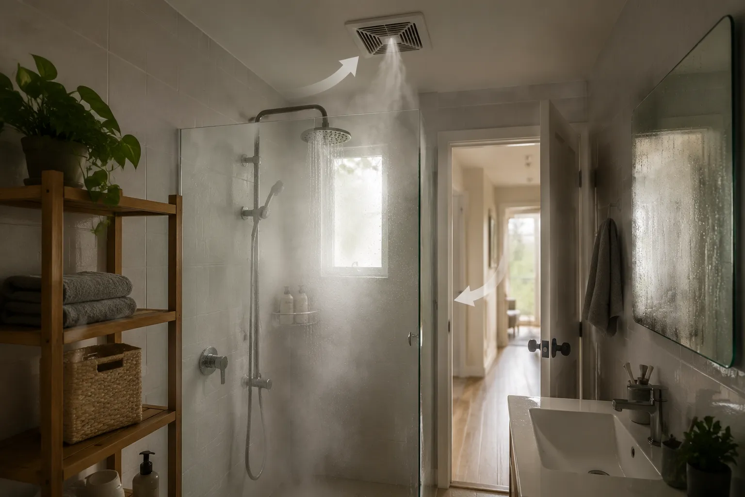 Bathroom Ventilation for Small Rooms With Wood Shelves or Wood Accents