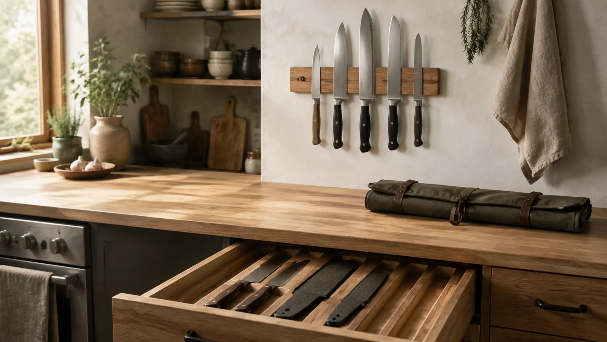 Kitchen Knife Storage Without a Countertop Knife Block