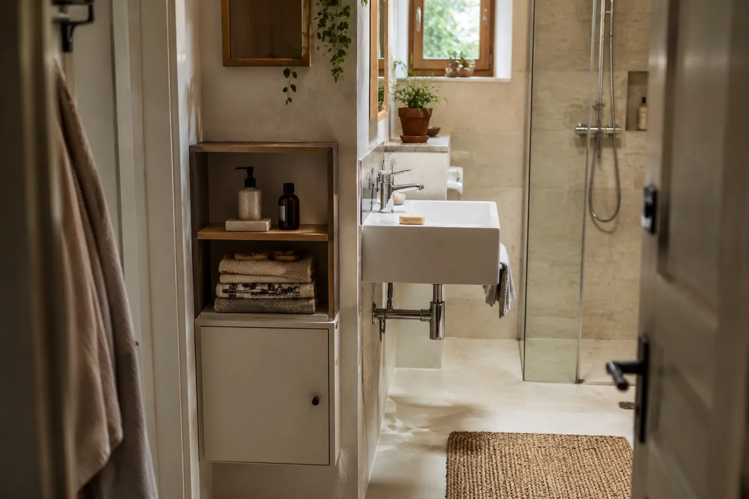 Open Shelves or Closed Cabinets for Small Bathroom Storage