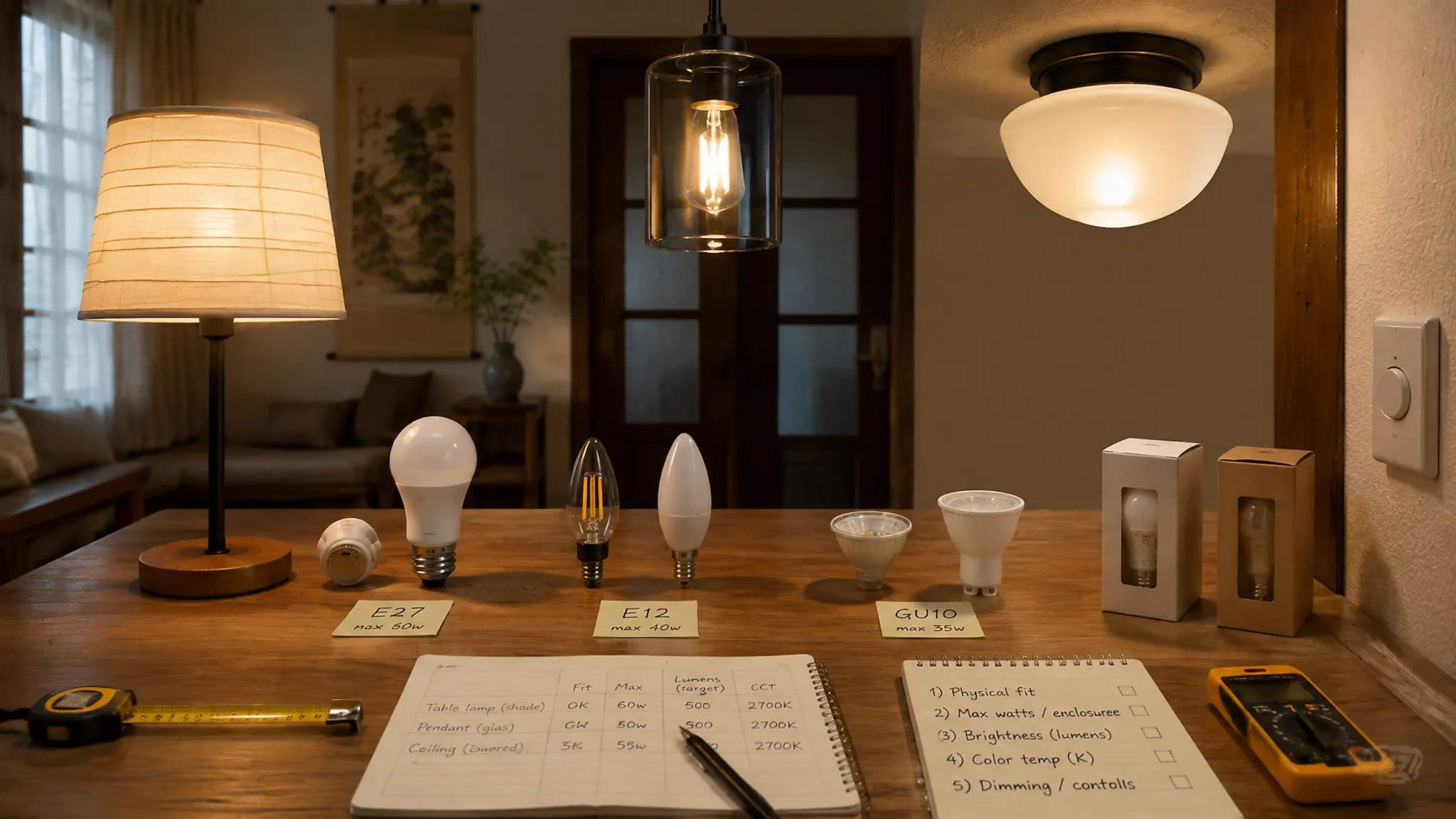 Warm Light Bulb Buying Checks for Lamps, Pendants, and Ceiling Fixtures